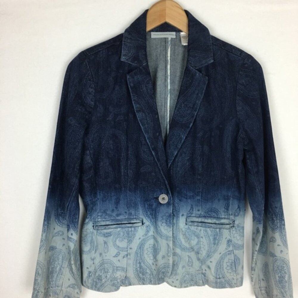 Chico's Ombre Denim Paisley Jacket Blazer  00 (XS)